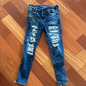 American Eagle Outfitters Ripped Dark Blue Skinny Jeans